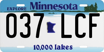 MN license plate 037LCF
