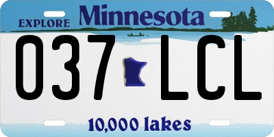 MN license plate 037LCL