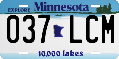 MN license plate 037LCM