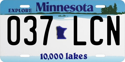 MN license plate 037LCN