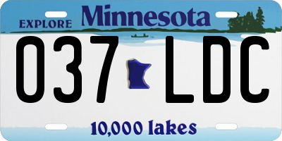 MN license plate 037LDC