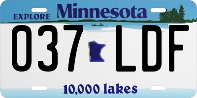 MN license plate 037LDF