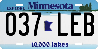 MN license plate 037LEB