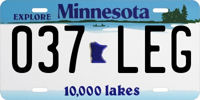 MN license plate 037LEG
