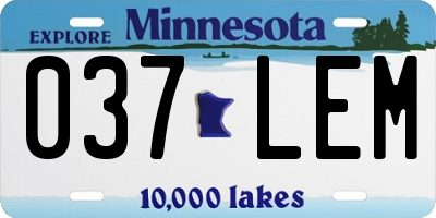 MN license plate 037LEM