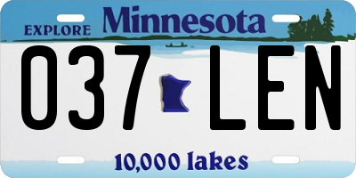 MN license plate 037LEN