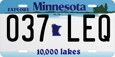 MN license plate 037LEQ
