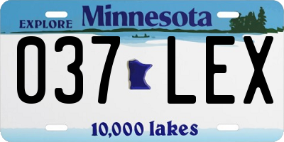 MN license plate 037LEX