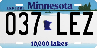 MN license plate 037LEZ