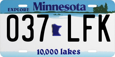 MN license plate 037LFK