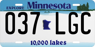 MN license plate 037LGC
