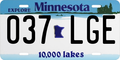 MN license plate 037LGE