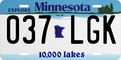 MN license plate 037LGK