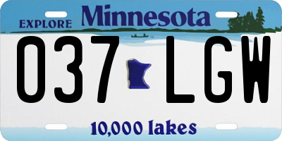 MN license plate 037LGW