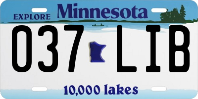 MN license plate 037LIB