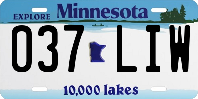 MN license plate 037LIW