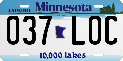 MN license plate 037LOC