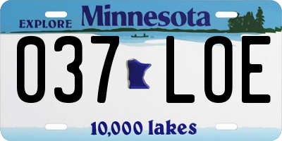 MN license plate 037LOE