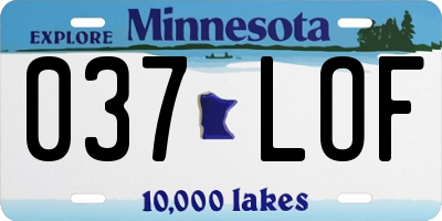 MN license plate 037LOF