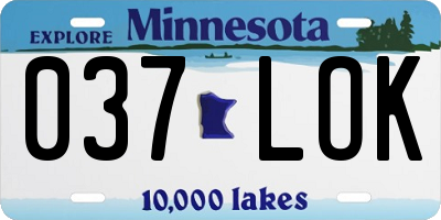 MN license plate 037LOK
