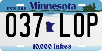 MN license plate 037LOP