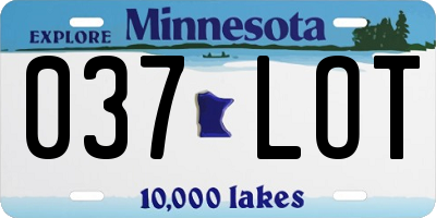 MN license plate 037LOT
