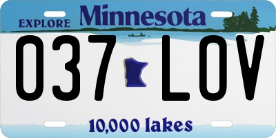 MN license plate 037LOV