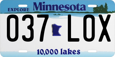 MN license plate 037LOX