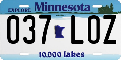 MN license plate 037LOZ