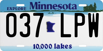 MN license plate 037LPW