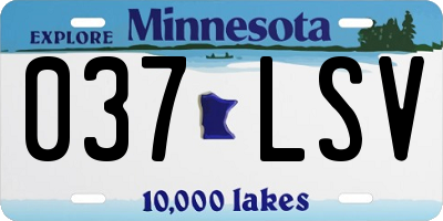 MN license plate 037LSV