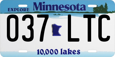 MN license plate 037LTC