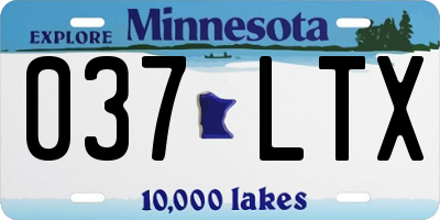 MN license plate 037LTX