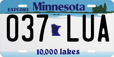 MN license plate 037LUA