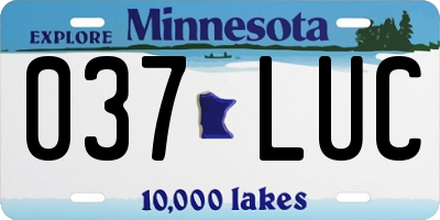 MN license plate 037LUC