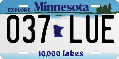 MN license plate 037LUE
