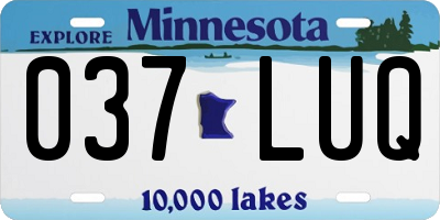 MN license plate 037LUQ