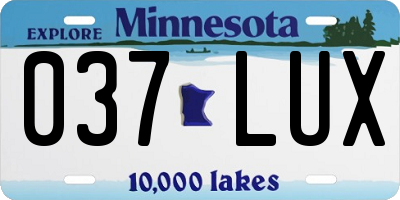 MN license plate 037LUX