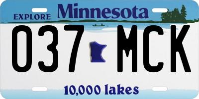 MN license plate 037MCK