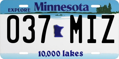 MN license plate 037MIZ