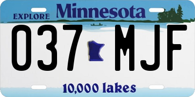 MN license plate 037MJF