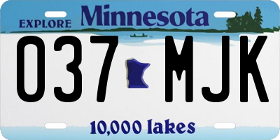 MN license plate 037MJK