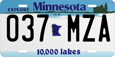 MN license plate 037MZA