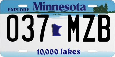 MN license plate 037MZB