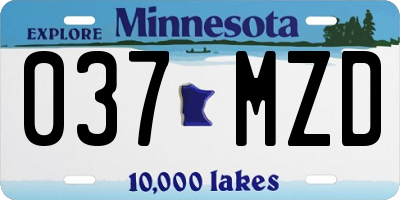 MN license plate 037MZD