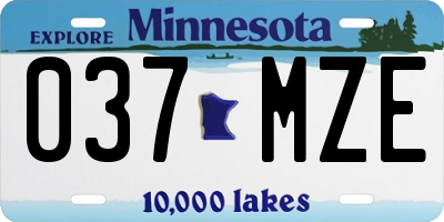 MN license plate 037MZE