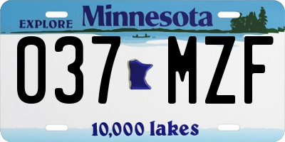 MN license plate 037MZF