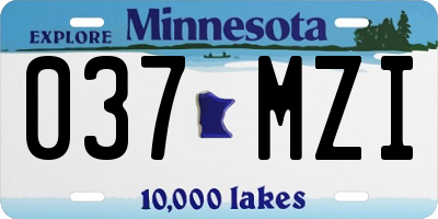 MN license plate 037MZI