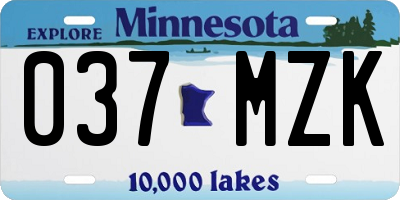 MN license plate 037MZK