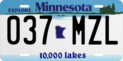 MN license plate 037MZL